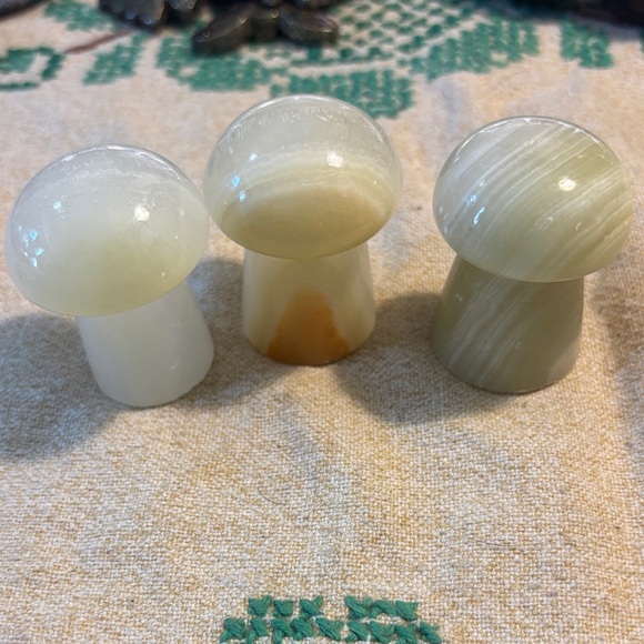 Accessories - Set of Three Stone Mushroom Decor